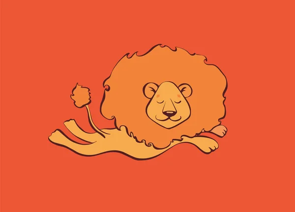 Dreaming Relaxing Cartoon Lion Vector Illustration — Stock Vector