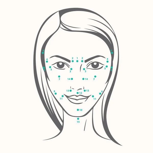 Vector Portrait Caucasian Woman Massage Dots Ink Graphic Style — Stock Vector