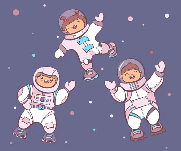 Artoon Astronauts Outer Space Vector Illustration — стоковый вектор