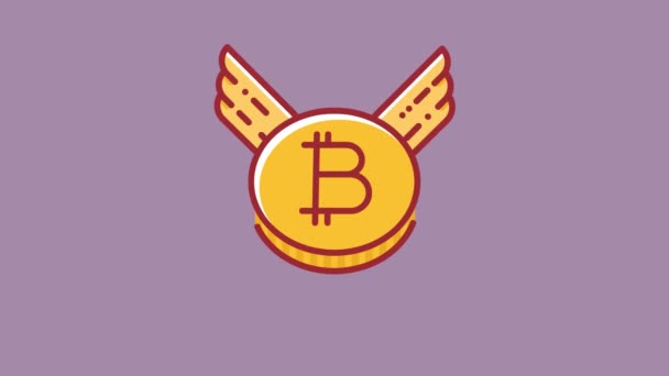 Animation Des Fliegenden Bitcoin Der Pfeil Abgeschossen Wird Währungsabwertungskonzept Flache — Stockvideo