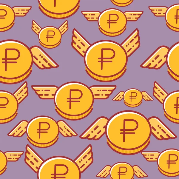 Rublesi paralar kanatları, sorunsuz vektör desen, Rus para birimi ile