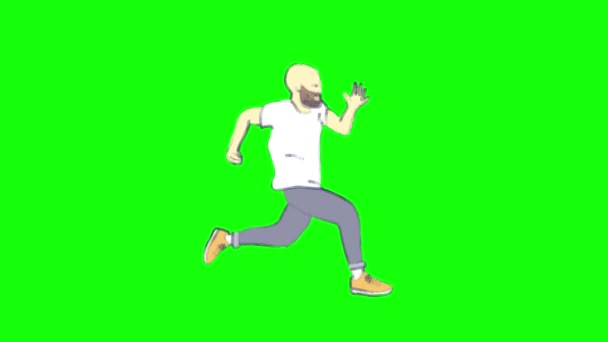 Animation Running Man Doodle Style Animation Green Screen — Stock Video