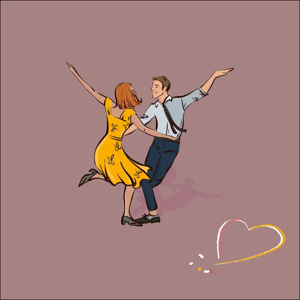 Класична Пара Танцює Гойдалки Або Рок Рол Векторні Ілюстрації — стоковий вектор