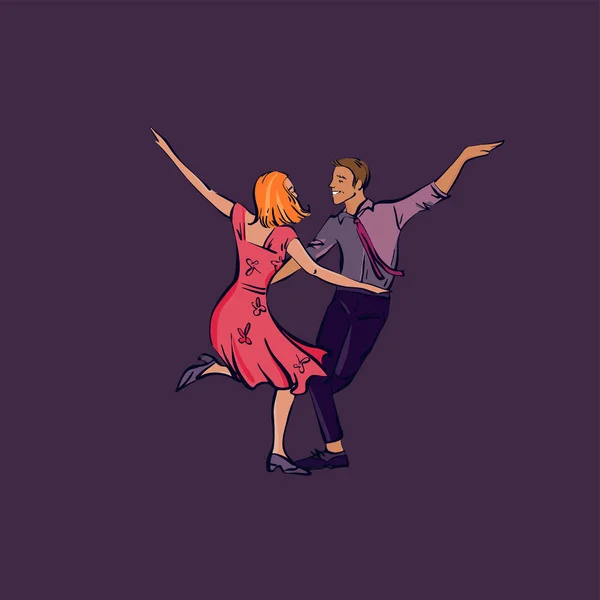 Casal Dança Swing Rock Roll Ilustração Vetorial —  Vetores de Stock