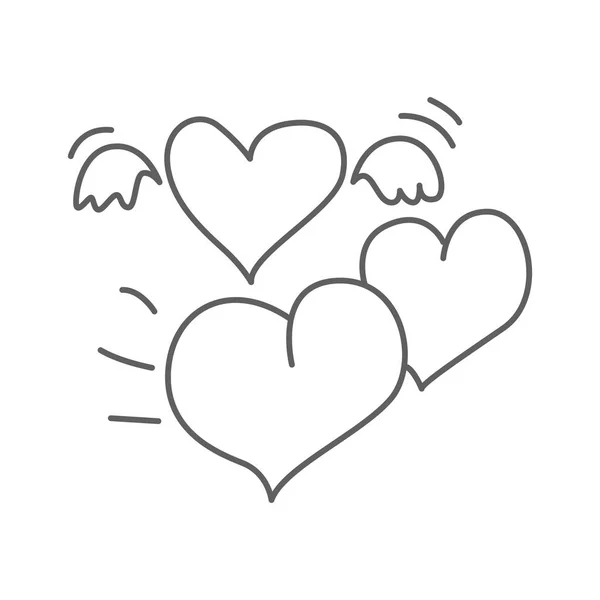Φέρουν Καρδιές Doodle Εικονίδιο Καρδιά Φτερά Διανυσματική Εικόνα — Διανυσματικό Αρχείο