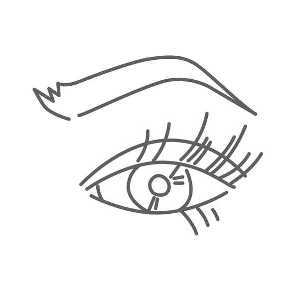 若い女性の目眉ベクトル落書きアイコン白 手描きスケッチ風のスタイルで隔離 — ストックベクタ
