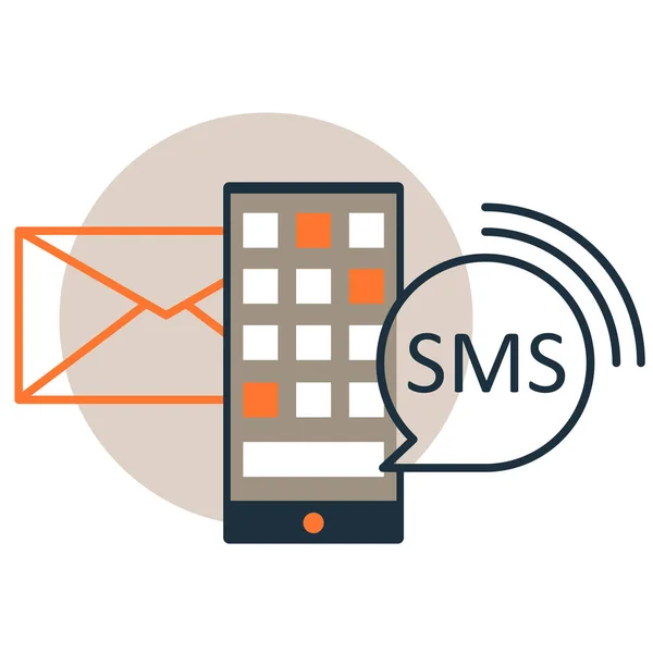 Sms Notificación Correo Electrónico Para Icono Del Vector Del Teléfono — Vector de stock