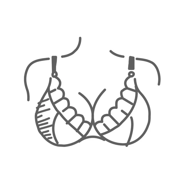 Grande Bel Seno Reggiseno Doodle Icona Forma Del Torace — Vettoriale Stock