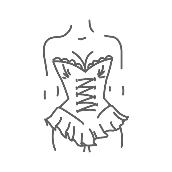Ženské Tělo Korzetu Doodle Vektorové Ilustrace — Stockový vektor
