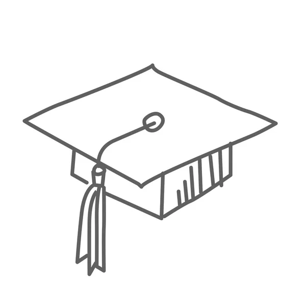 Chapéu Graduado Ilustração Vetorial Doodle — Vetor de Stock