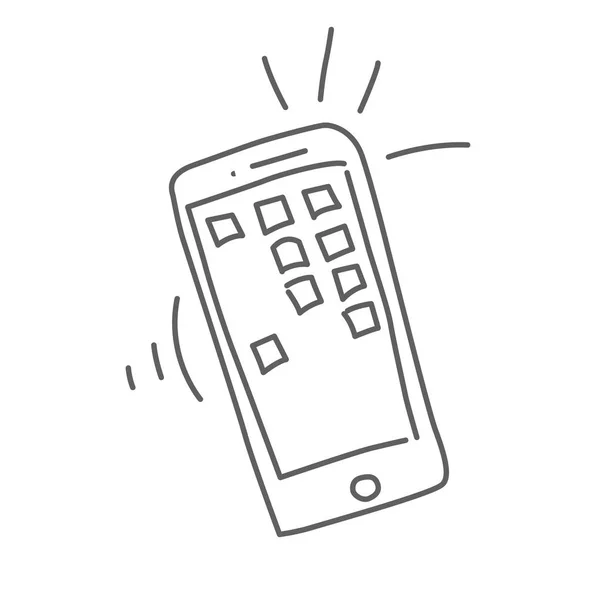 Smartphone Vector Garabato Icono Aislado Blanco Dibujado Mano Estilo Incompleto — Vector de stock