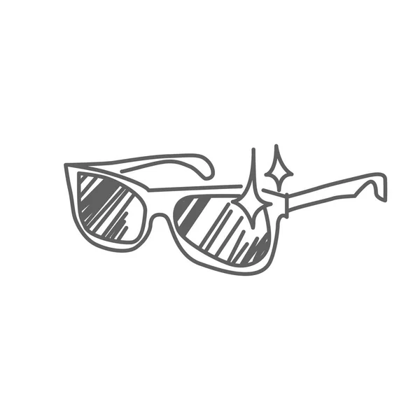 Splendente Immagine Occhiali Sole Illustrazione Vettoriale Stile Doodle — Vettoriale Stock