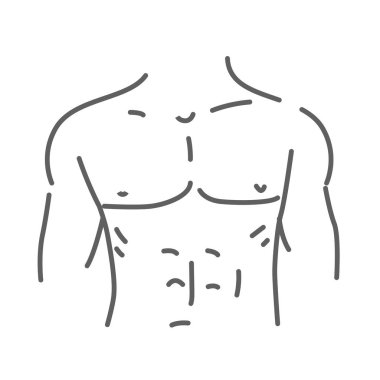 Çekici erkek vücut önünde görüntüleyin. Doodle vektör çizim