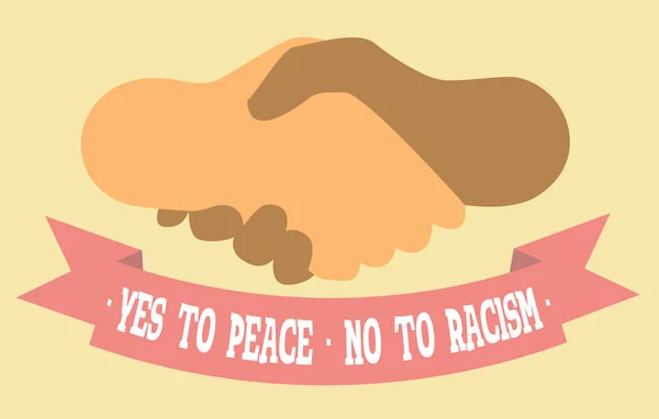 Ano Míru Rasismu Plakát Handshake Pásu Karet Ruce Různých Barev — Stock fotografie