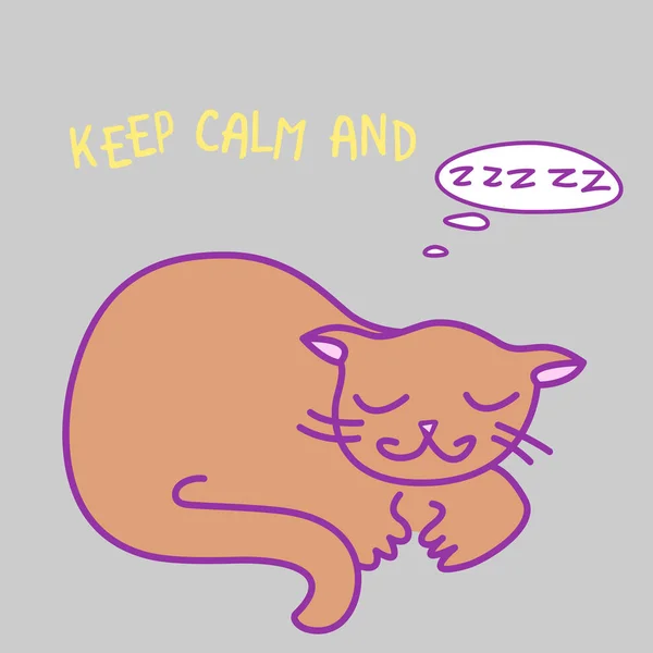 漫画猫はねむる 大ざっぱな落書きの寝てる猫 — ストック写真