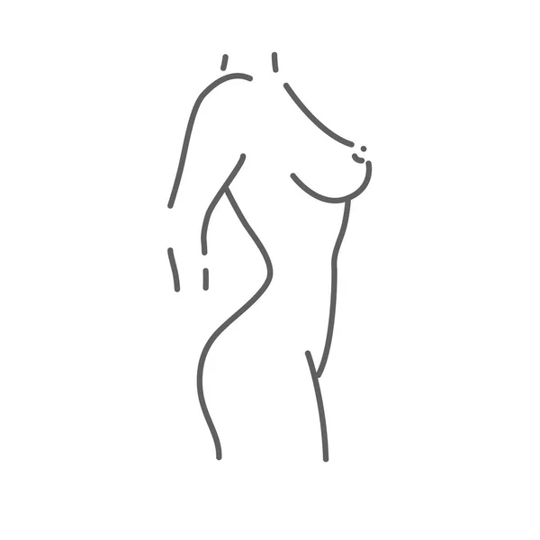 Atractivo cuerpo femenino en vista de perfil. Ilustración de Doodle — Foto de Stock