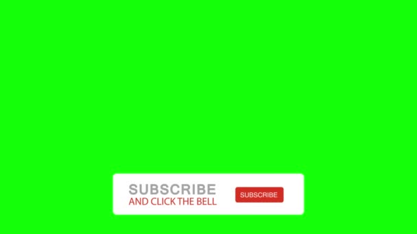 Abonneren Klik Banner Bell Zwevende Groene Achtergrond Animatie Met Chromakey — Stockvideo