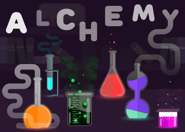 Alchemy flat design style illustration