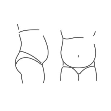 Beyaz üzerinde izole yağ göbek Doodle simgesi, el çizilmiş çizilebilir stil