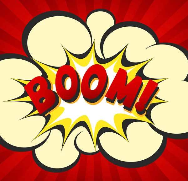 Ledakan komik dengan tulisan ledakan. Poster seni pop dengan ledakan dan huruf boom — Stok Foto