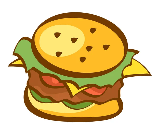 Icono de hamburguesa. Hamburguesa, señal de comida rápida. Diseño de estilo de dibujos animados de moda. Ilustración aislada —  Fotos de Stock