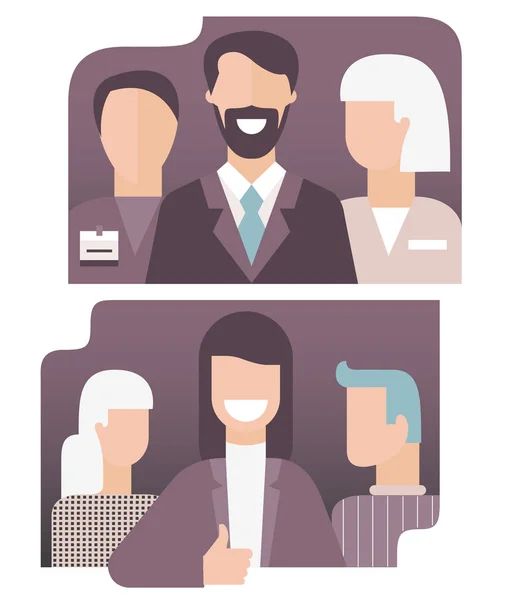 Szczęśliwe ikony ludzi biznesu w stylu płaskiego gradientu — Zdjęcie stockowe