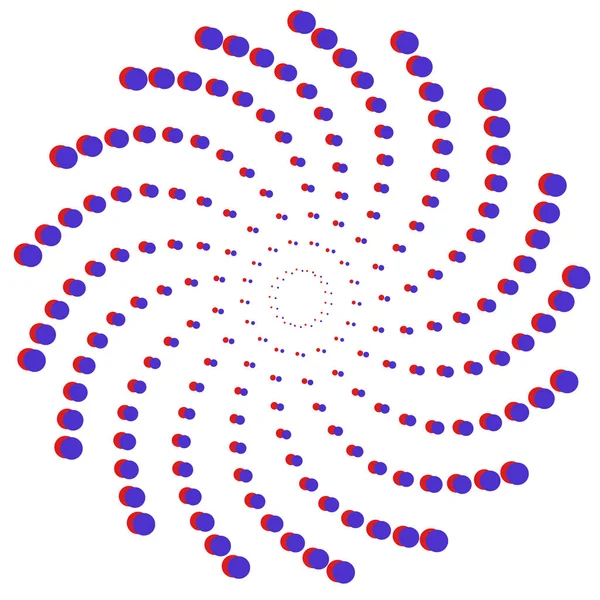 Mavi ve kırmızı nokta spiral arka plan. Mürekkep damlaları, 3d etkisi — Stok fotoğraf