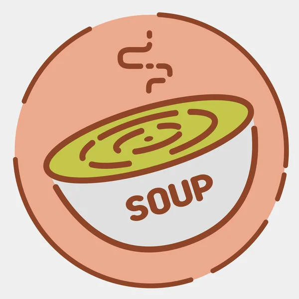 Icono de sopa de comida rápida. Signo de merienda saludable. Diseño de línea plana de moda — Foto de Stock