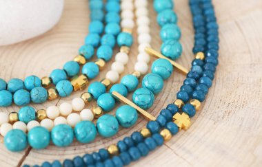 doğal gemstone Takı - Turkuaz ve akik boncuk bilezik