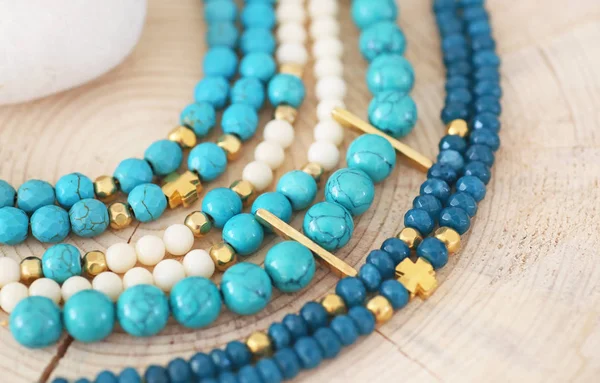 doğal gemstone Takı - Turkuaz ve akik boncuk bilezik