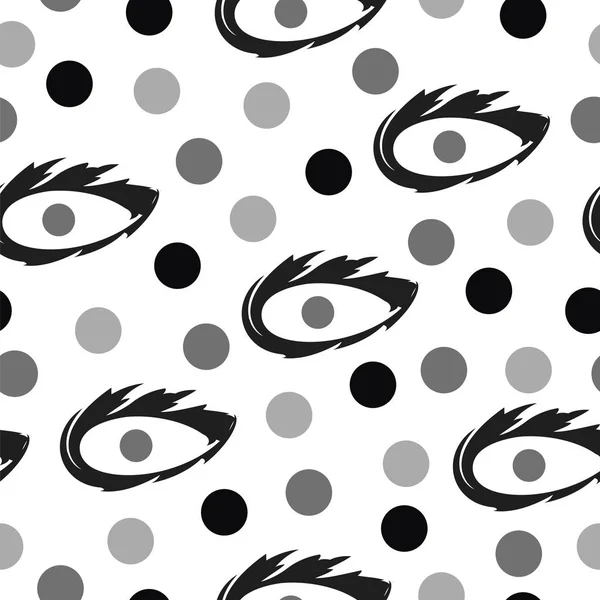 Seamless Pattern Black Evil Eye Vector White Background — Stock Vector