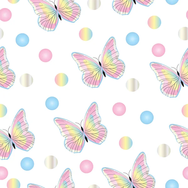 Seamless Tileable Pattern Butterflies Pastel Colors — Stock Vector