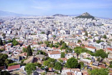 Cityscape Atina Yunanistan Lycabettus Dağ Manzaralı