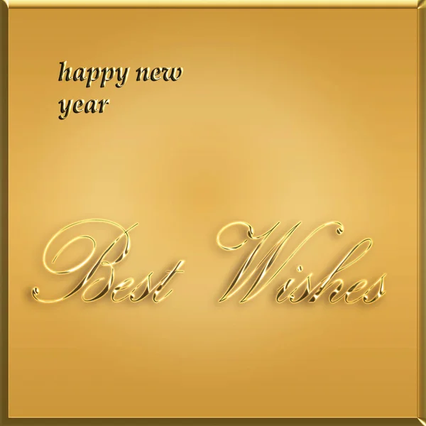 Happy New Year Card Best Wishes Golden Card Illustration — стоковое фото