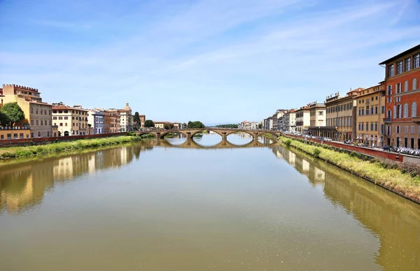 Landschap Van Rivier Arno Florence Firenze Stad Italië — Stockfoto