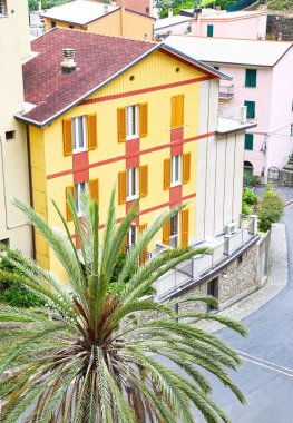 Manarola köyü Cinque Terre İtalya - İtalya beş ünlü renkli köylerde geleneksel renkli evleri