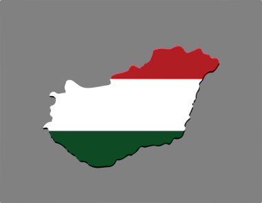 Macaristan ülke vektör çizim Macar bayrakla - gri arka plan üzerinde