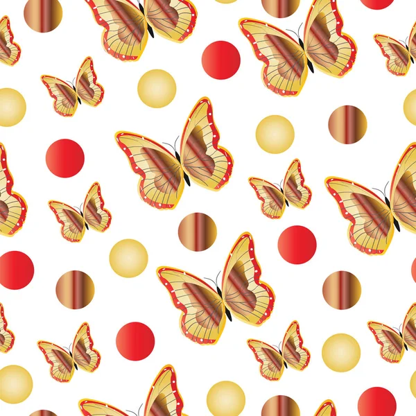 Seamless Pattern Butterflies Red Brown Colors — Stock Vector