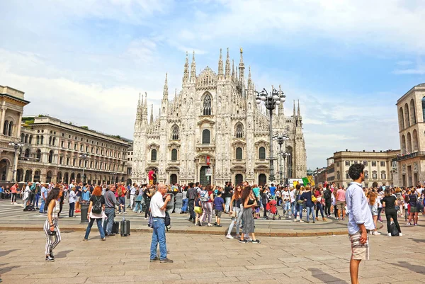 Milan Italien Maj 2018 Piazza Duomo Milan City Katedralpladsen Milano - Stock-foto