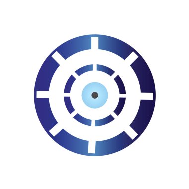 Mavi şeytani göz vektörü beyaz arkaplanda izole edildi 