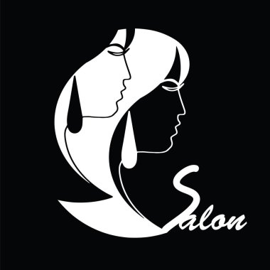 saç salonu reklam - şık kadın profili vektör