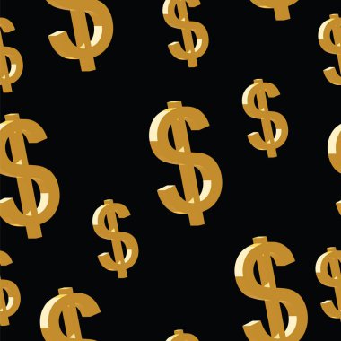 siyah arka planda - doları simge vektör altın dolar ile Seamless modeli  