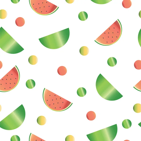 Nahtloses Muster Mit Wassermelone Und Tupfen Illustration Der Sommertextur — Stockvektor
