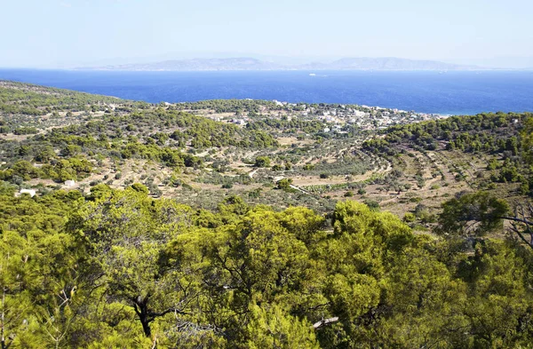 Vue Panoramique Sur Golfe Saronique Egine Grèce — Photo