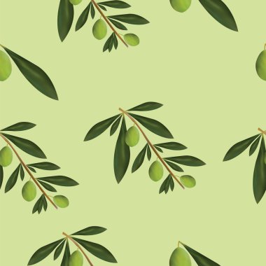 zeytin ağaçları vektör yeşil zemin üzerine ile Seamless modeli
