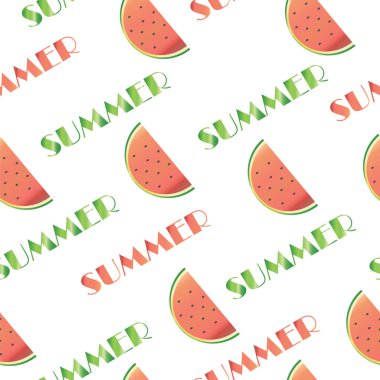 Yaz desen - karpuz ile sorunsuz vektör - yaz doku illüstrasyon