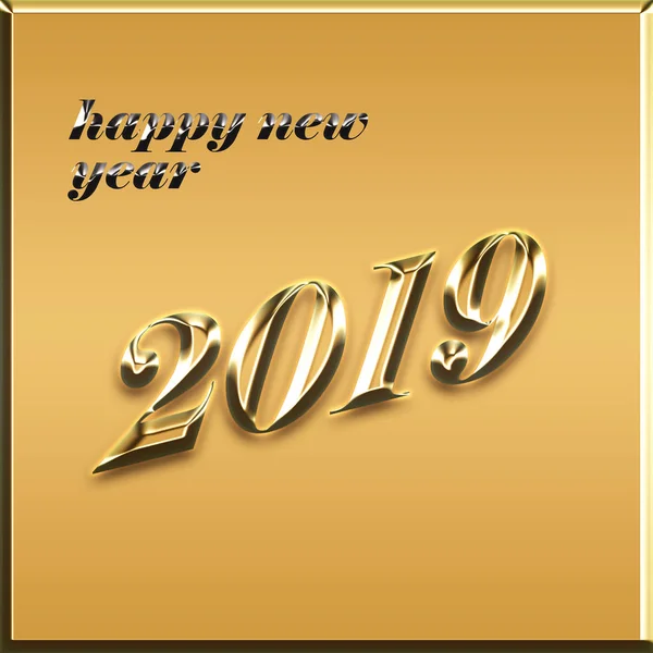 happy new year card - 2019 year - golden card illustration