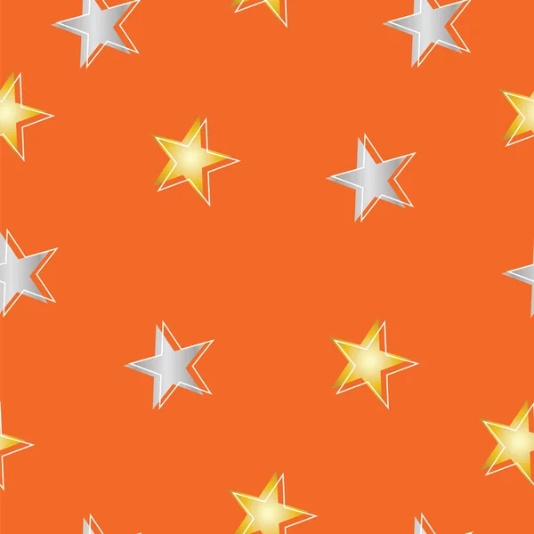 Vzor Bezešvé Hvězdami Pozadí Šedé Žluté Barvy Oranžové — Stockový vektor