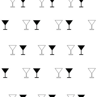 Gözlük vektör - içecek gözlük - siyah ve beyaz tema ile Seamless modeli 