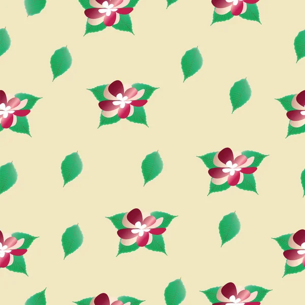 Motif Sans Couture Avec Des Fleurs Des Feuilles Vertes Vecteur — Image vectorielle